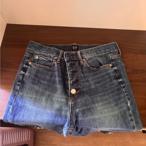 GAP Women's High-Rise Dark Blue Button-Fly Jeans - Picture 2 of 9